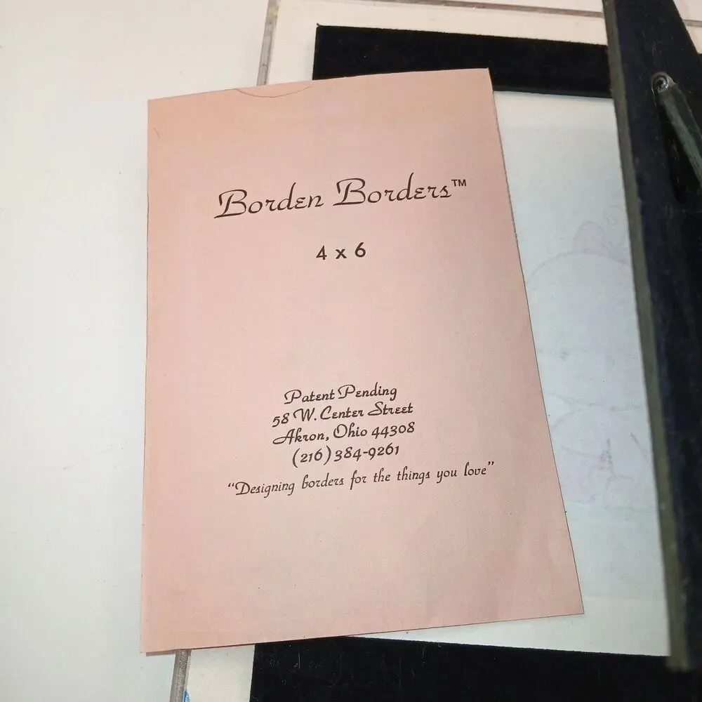 Borden Borders Lucite Confetti Ribbon Baby Pink Blue Picture Frame 4x6 Photo